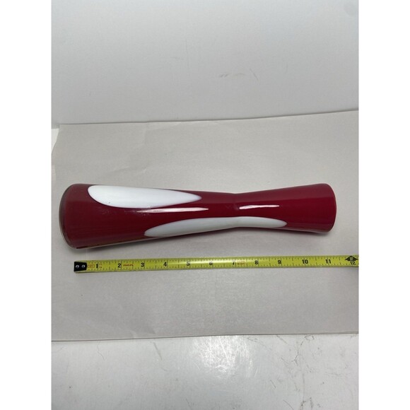 Pier 1 Bright Red and White Cased Glass Vase Hand Blown Stretched 11" Tall - Picture 7 of 8